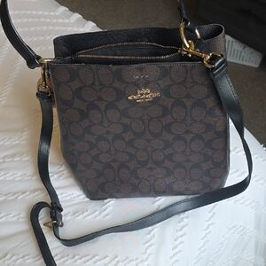 Coach Signature Brown and Black Crossbody Bag
